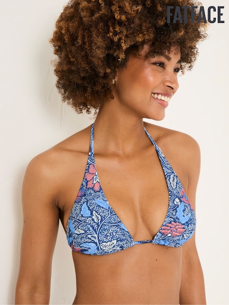 FatFace Maci Dark Blue Triangle Detail Floral Bikini Top (AD3778) | ₪148