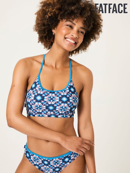 FatFace Batik Bright Blue Geo Bikini Top (AD3790) | ₪148