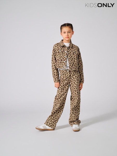 ONLY KIDS Wide Leg Leopard Print Animal Jeans (AD3799) | ₪161
