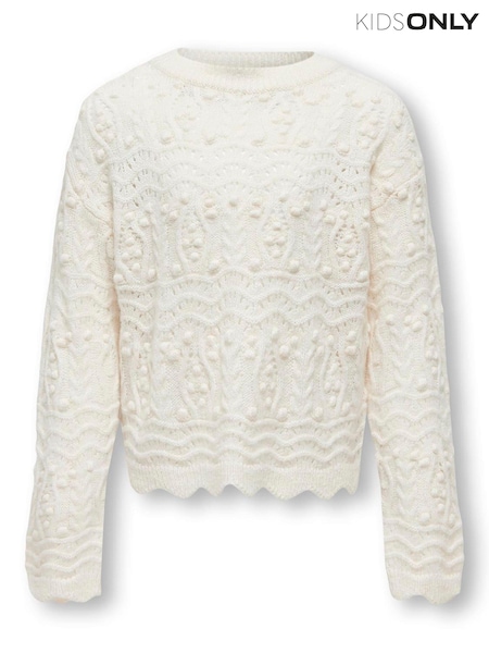 ONLY KIDS Grey Pointelle Detail Long Sleeve Jumper (AD3803) | 130 LEI