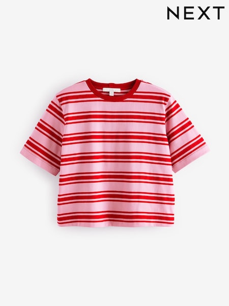Pink/Red Heavyweight Short Sleeve Shorter Length T-Shirt (AD3856) | $28