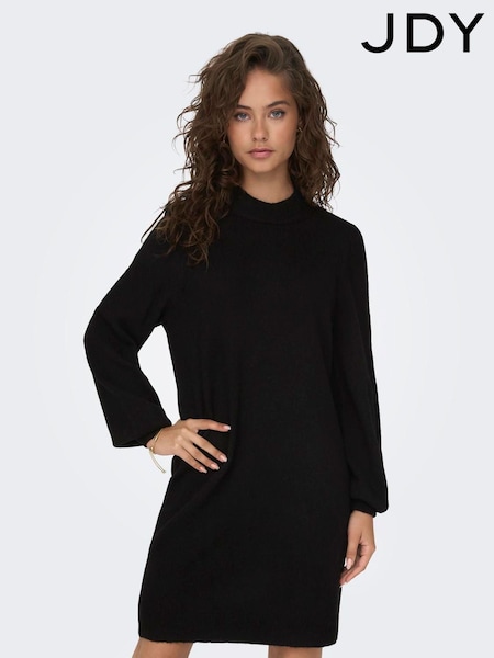 JDY Black High Neck Knitted Mini Jumper Dress (AD3869) | ₪131
