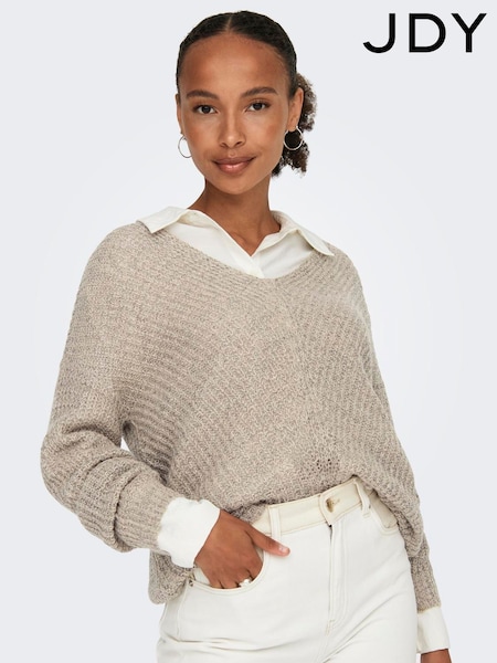 JDY Natural V-Neck Knitted Pullover Jumper (AD3876) | € 20