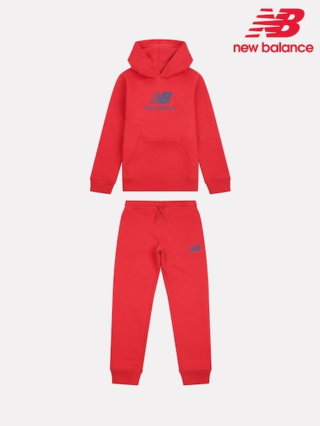 New Balance Red Boys Brush Back Stacked Logo Hoodie Set (AD3879) | $124 - $149
