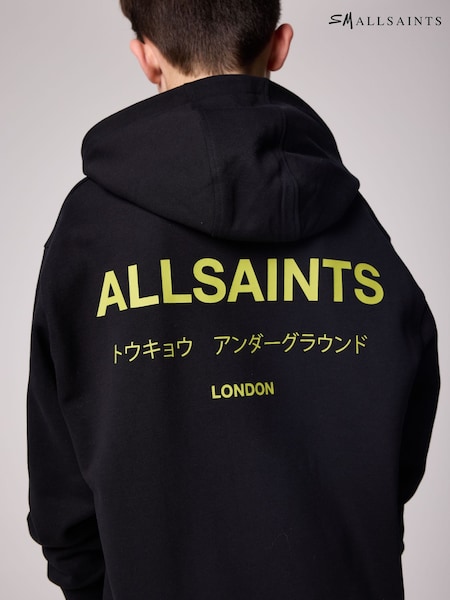 smALLSAINTS Black/Lime Oversized Underground Pullover Hoodie (AD3885) | ₪176 - ₪196