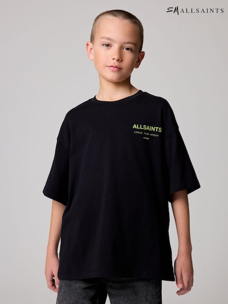 smALLSAINTS Black/Lime Oversized Underground Crew 100% Cotton T-Shirt (AD3894) | €29 - €34