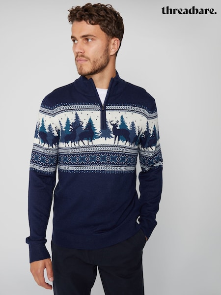 Threadbare Quarter Zip Christmas Knitted Jumper (AD3910) | 85 LEI