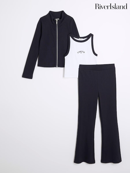 River Island Girls 100% Cotton Top and Kickflare Set 3 Piece (AD3938) | 166 LEI