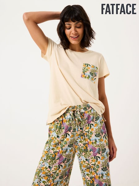 FatFace Natural Peacock Linen Blend T-Shirt (AD3946) | R$ 315