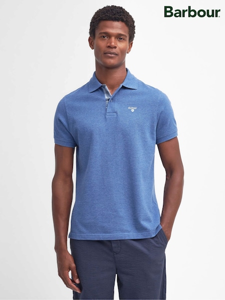 Barbour® Dark Chambray Marl 100% Cotton Classic Polo Shirt (AD3949) | €95