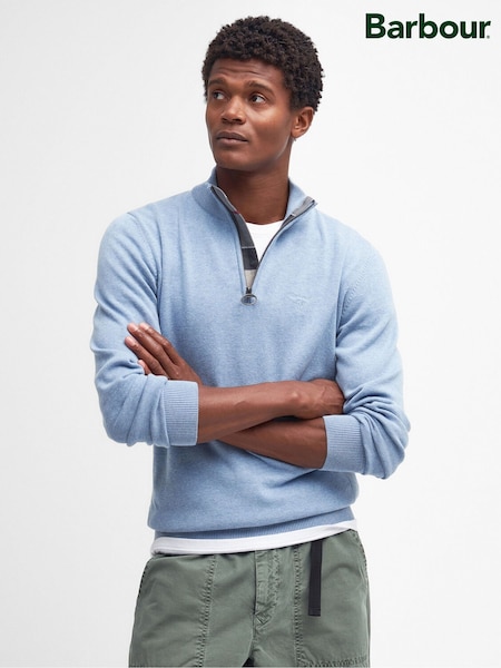 Barbour® Blue 100% Cotton Quarter Zip Jumper (AD3952) | €155