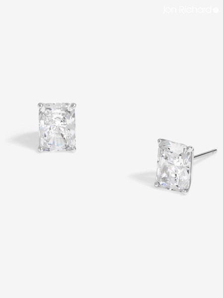 Jon Richard Tone Cubic Zirconia Emerald Cut Stud Earrings (AD3979) | 62 LEI