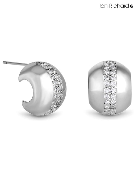 Jon Richard Silver Tone Polished Crystal Dome Stud Earrings (AD3986) | €14