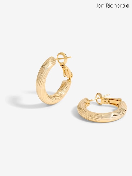 Jon Richard Gold Tone Polished Diamond Cut Hoop Earrings (AD4016) | €14