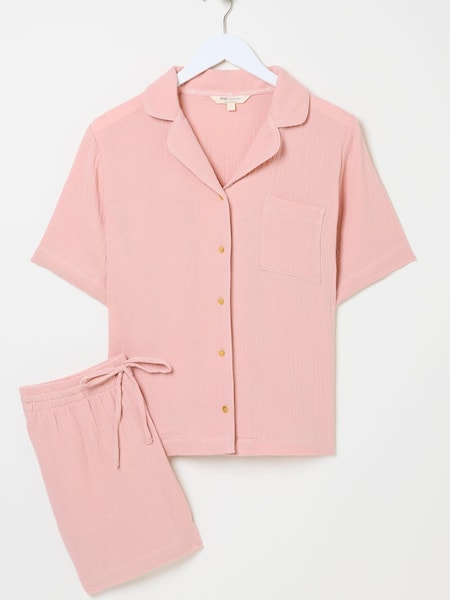 FatFace Pink Textured Pyjama Shorts Set (AD4044) | €66