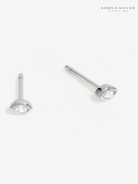 Simply Silver Silver Tone 925 Cubic Zirconia Marquise Stud Earrings (AD4047) | €16