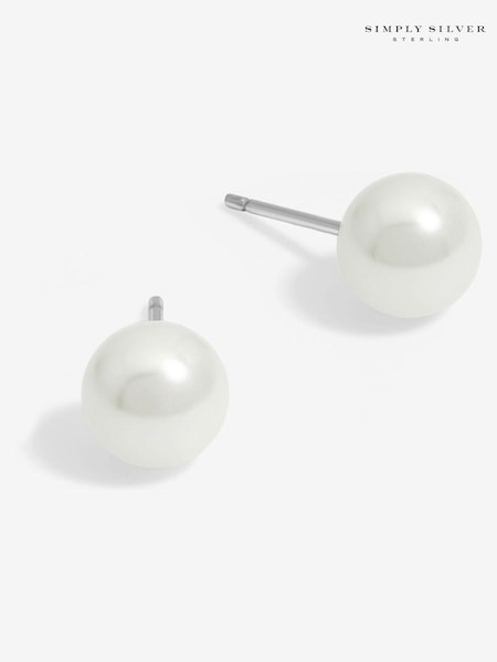 Simply Silver Silver Tone 925 Pearl Stud 8mm Earrings (AD4053) | € 19