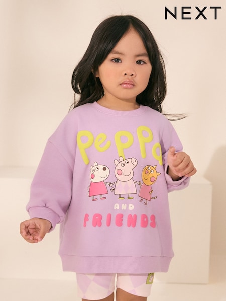 Purple Peppa Pig Crew Sweatshirt & Cycle Shorts Set (6mths-7yrs) (AD4076) | €21.50 - €26