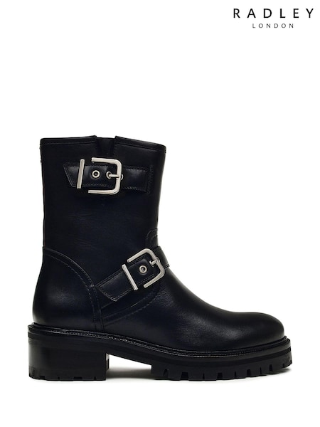 Radley London Heath Street Buckle Biker Black Boots (AD4145) | AED521