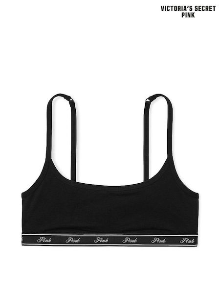 Victoria's Secret PINK Black Cotton Logo Skinny Scoop Bralette (AD4225) | €22