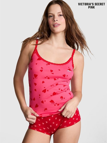 Victoria's Secret PINK Double Bubble Pink Heart Pyjama Cami Top (AD4229) | €29