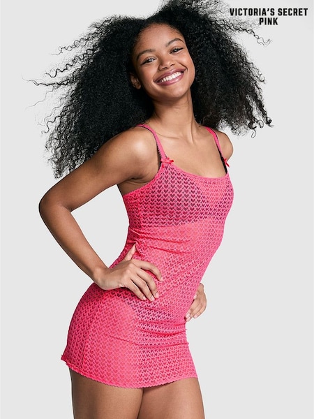 Victoria's Secret PINK Double Bubble Pink Heart Lace Slip Dress (AD4237) | €40