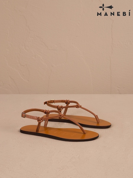 Mamas & Papas Manebi Knot Thong Tan Brown Sandals (AD4267) | ‏629‏₪