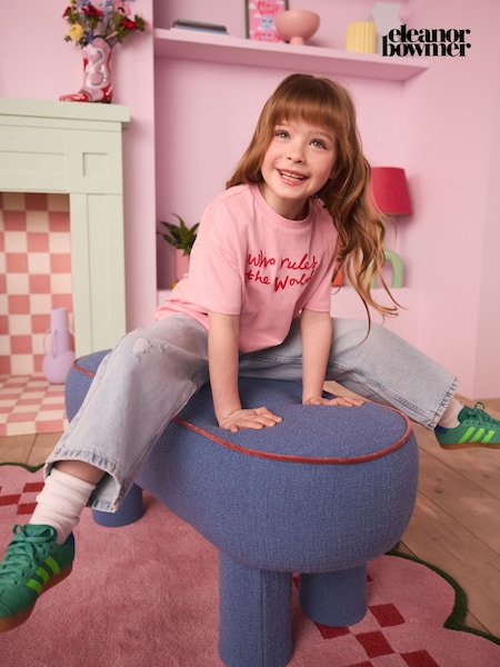 Eleanor Bowmer Pink Who Rules the World Kids 100% Cotton T-Shirt (AD4311) | 721 UAH - 961 UAH