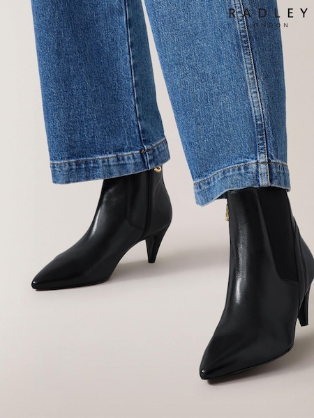 Radley London Point Street Cone Heeled Black Booties (AD4353) | €89