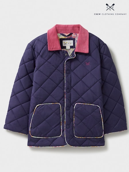 Crew Clothing Blue Contrast Cord Collar Quilted Jacket (AD4371) | €49 - €60
