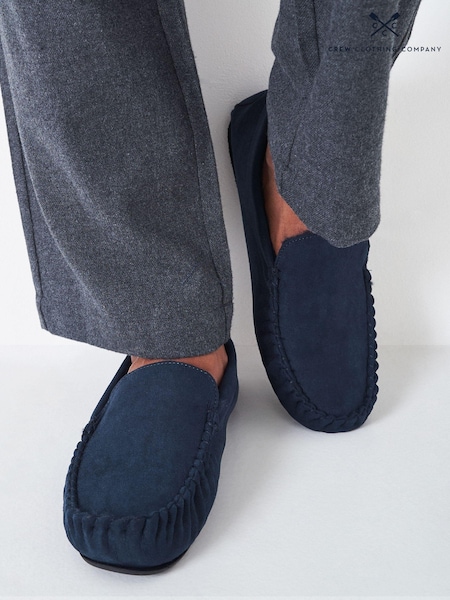 Crew Clothing Blue Moccasin Slippers (AD4373) | €52