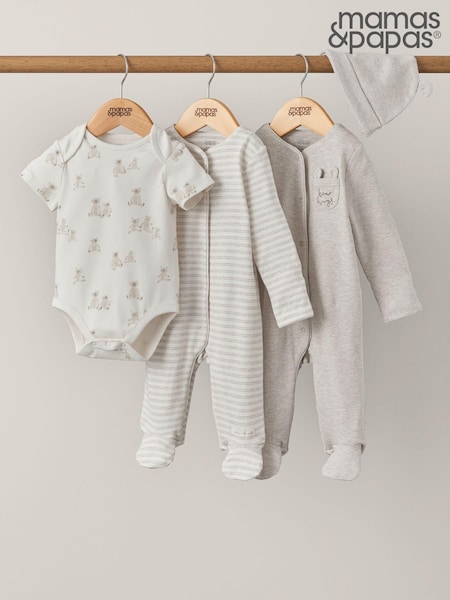 Mamas & Papas Bear Hug Teddy Starter 4 Piece Outfit Brown Set (AD4439) | € 19