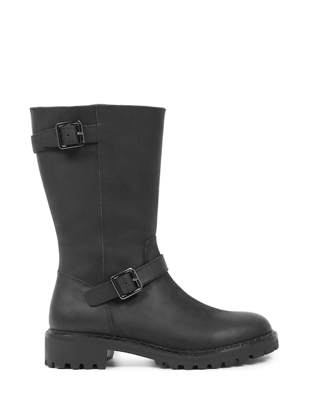 Celtic & Co. Mid Calf Biker Black Boots (AD4516) | 772 LEI