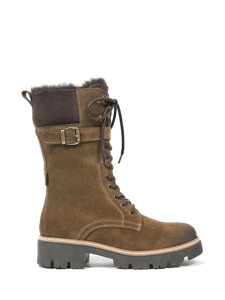 Celtic & Co. Leather & Sheepskin Lace Up Calf Brown Boots (AD4520) | AED579
