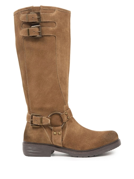 Celtic & Co. Stirrup Strap Knee High Brown Boots (AD4522) | AED655