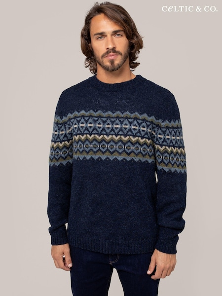 Celtic & Co. Mens Blue Fair Isle Jumper (AD4526) | 564 LEI