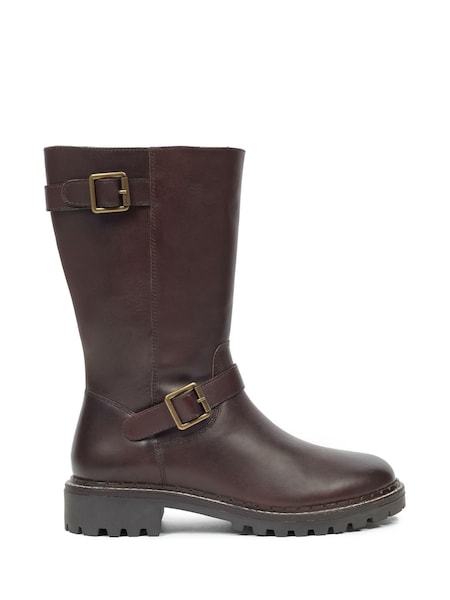 Celtic & Co. Mid Calf Biker Brown Boots (AD4529) | AED538