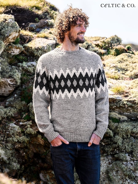 Celtic & Co. Mens Natural British Wool Fair Isle Jumper (AD4531) | 564 LEI
