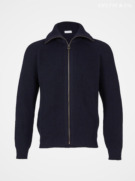 Celtic & Co. Mens Blue Ribbed Zip Cardigan (AD4538) | AED451
