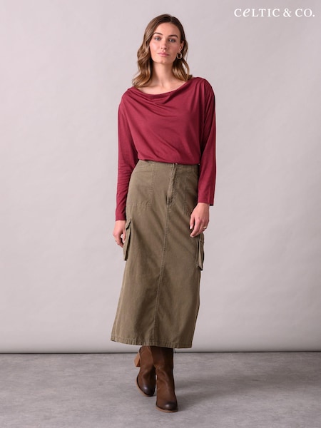Celtic & Co. Red Drapey Cowl Neck Jersey Top (AD4540) | €32