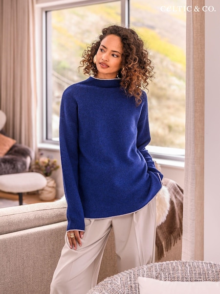 Celtic & Co. Blue Felted Funnel Neck Jumper (AD4569) | €72