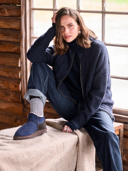 Celtic & Co. Blue British Wool Cable Zip Cardigan (AD4572) | €111