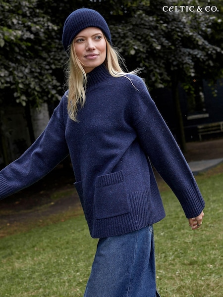 Celtic & Co. Blue Flecked Patch Pocket Jumper (AD4573) | €83