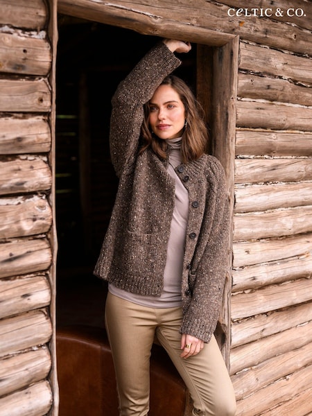 Celtic & Co. Donegal Funnel Neck Brown Cardigan (AD4584) | € 161