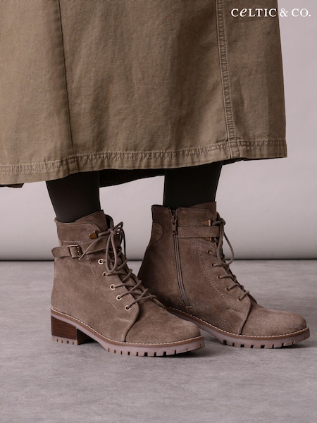 Celtic & Co. Grey Block Heel Hiker Boots (AD4600) | ‏930‏₪
