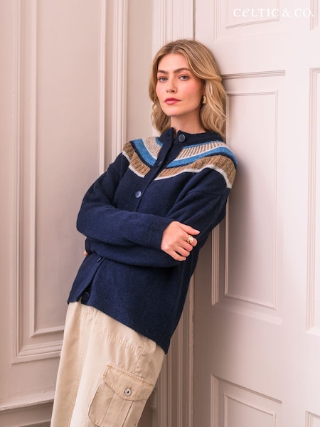 Celtic & Co. Blue Shetland Statement Yoke Cardigan (AD4614) | € 102
