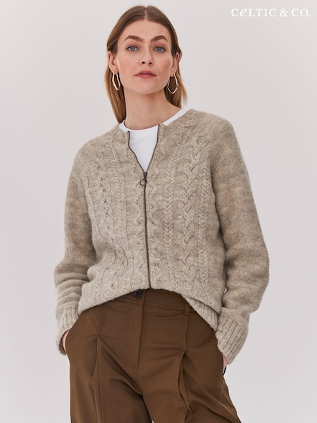 Celtic & Co. British Wool Cable Zip Cardigan (AD4619) | €185
