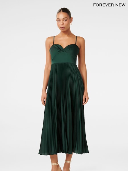 Forever New Green Chloe Pleated Midi Dress (AD4647) | €73