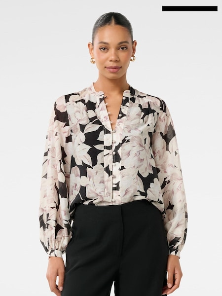 Forever New White/Black Marianne Top Stitch Blouse With Linen (AD4648) | €34