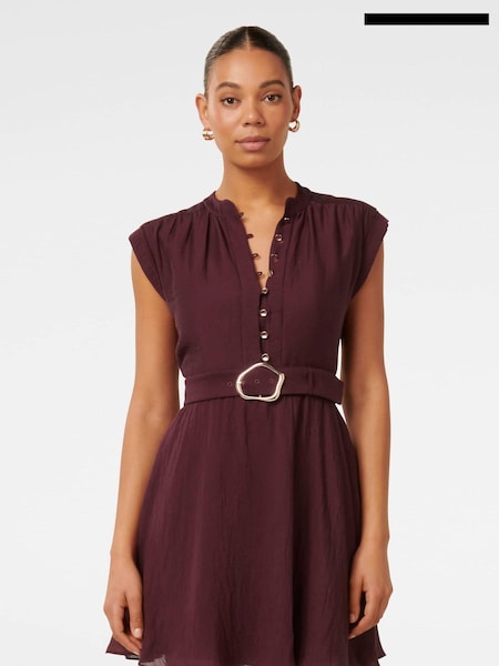 Forever New Lucille Textured Belted Mini Dress With Linen (AD4653) | 438 LEI